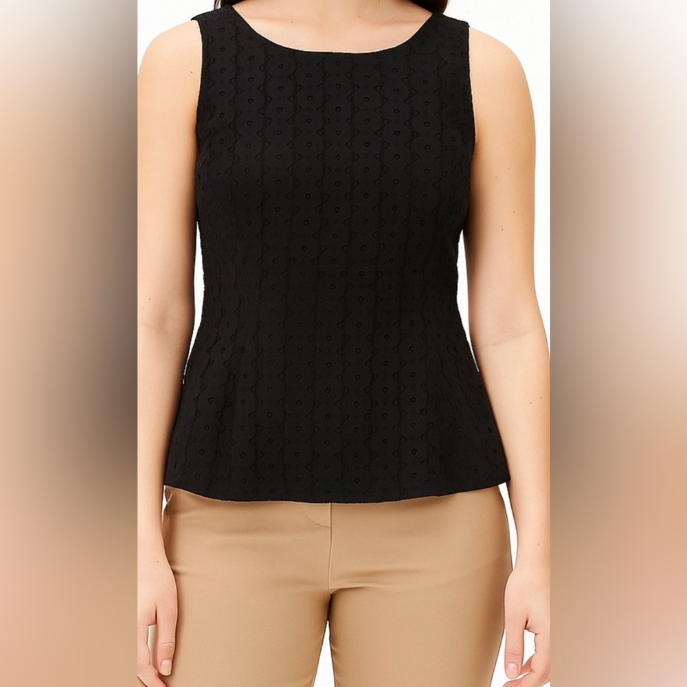 *KATE SPADE* TATIANA EYELET PEPLUM TOP* BLACK SIZE MEDIUM*